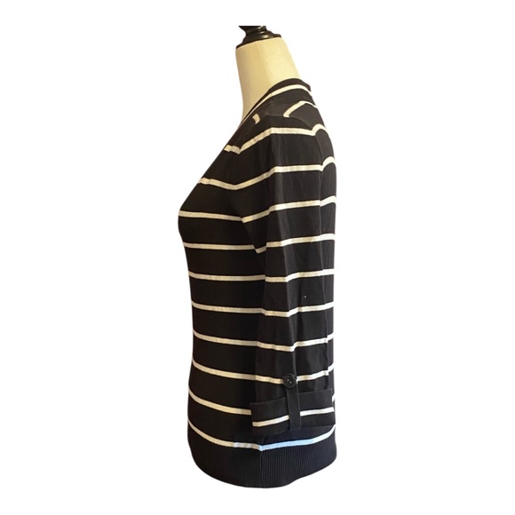 Jones New York cotton blend nautical stripes 3/4 length sleeve sweater. Sz S - Picture 3 of 16
